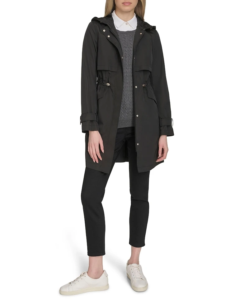 Cole Haan Signature Women's 38” Zip Up Trench Coat W Set-In Hood