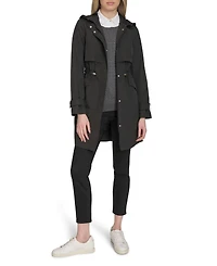 Cole Haan Signature Women's 38” Zip Up Trench Coat W Set-In Hood