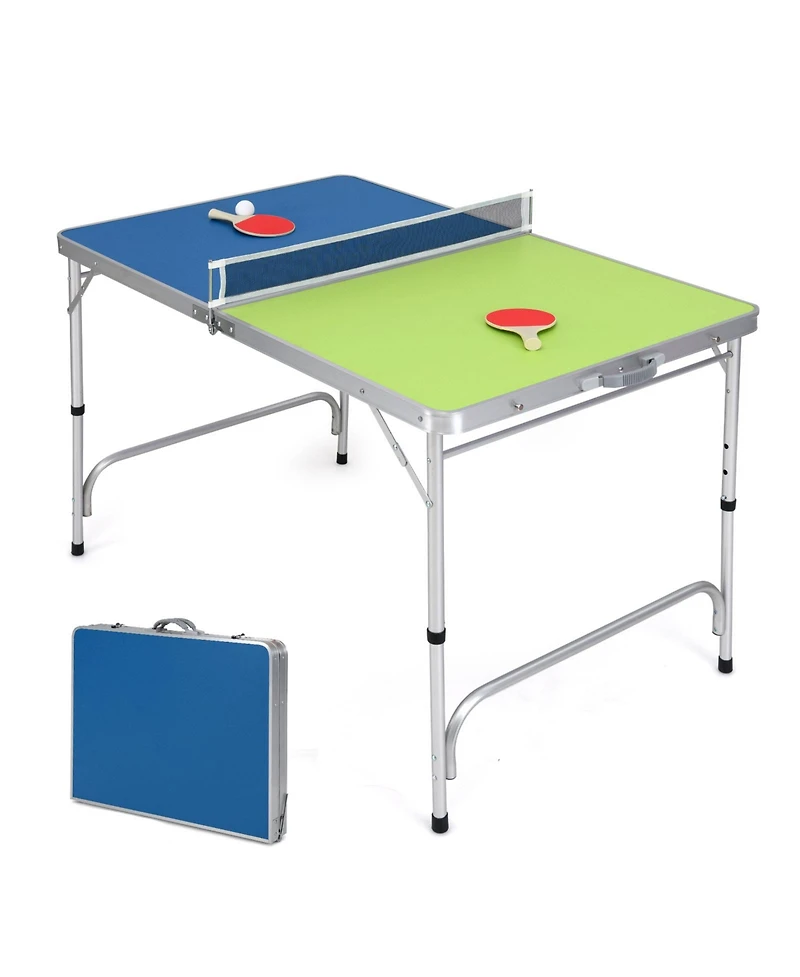 Foldable Ping Pong Table Game Set Mini Table Tennis Table with Adjustable Height for Indoor Fun