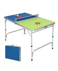 Foldable Ping Pong Table Game Set Mini Table Tennis Table with Adjustable Height for Indoor Fun