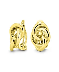 Bling Jewelry Interlocking Rope Love Knot Clip On Earrings For Non Pierced Ears Polished Gold Silver Plated Brass