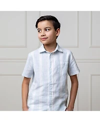 Hope & Henry Boys Linen Short Sleeve Button Down Shirt