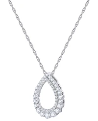Diamond Open Teardrop Pendant Necklace (3/4 ct. t.w.) in 14k White Gold