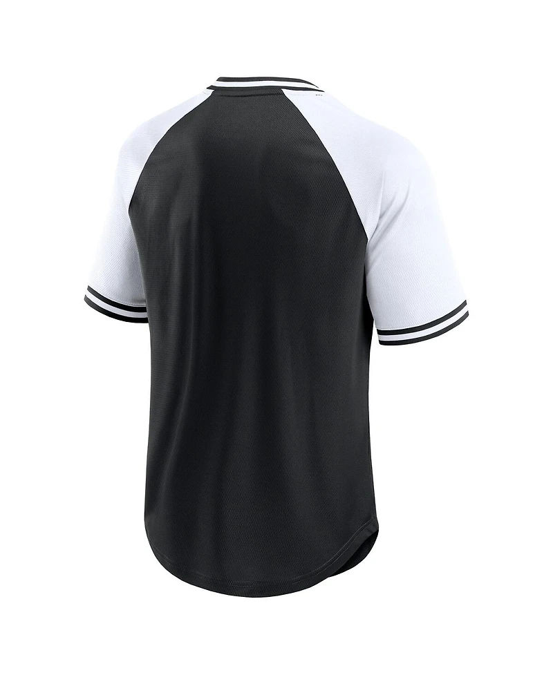 Fanatics Men's Black/White Las Vegas Raiders Hashmark Raglan T-Shirt