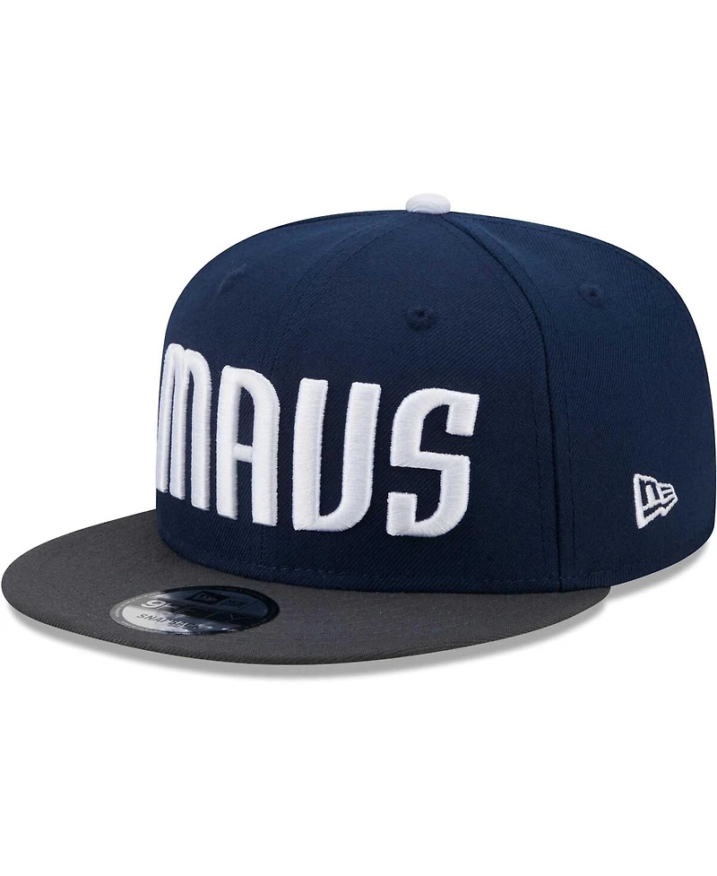 New Era Men's Navy/Gray Dallas Mavericks Jersey Hook Statement Edition 9FIFTY Snapback Hat