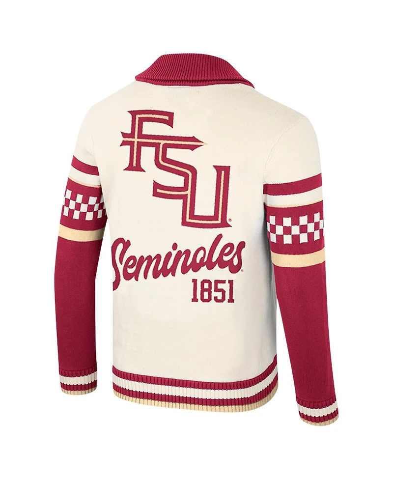 Colosseum Men's and Women's Cream Florida State Seminoles Wild Collective Button-Up Jacquard Sweater