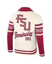 Colosseum Men's and Women's Cream Florida State Seminoles Wild Collective Button-Up Jacquard Sweater