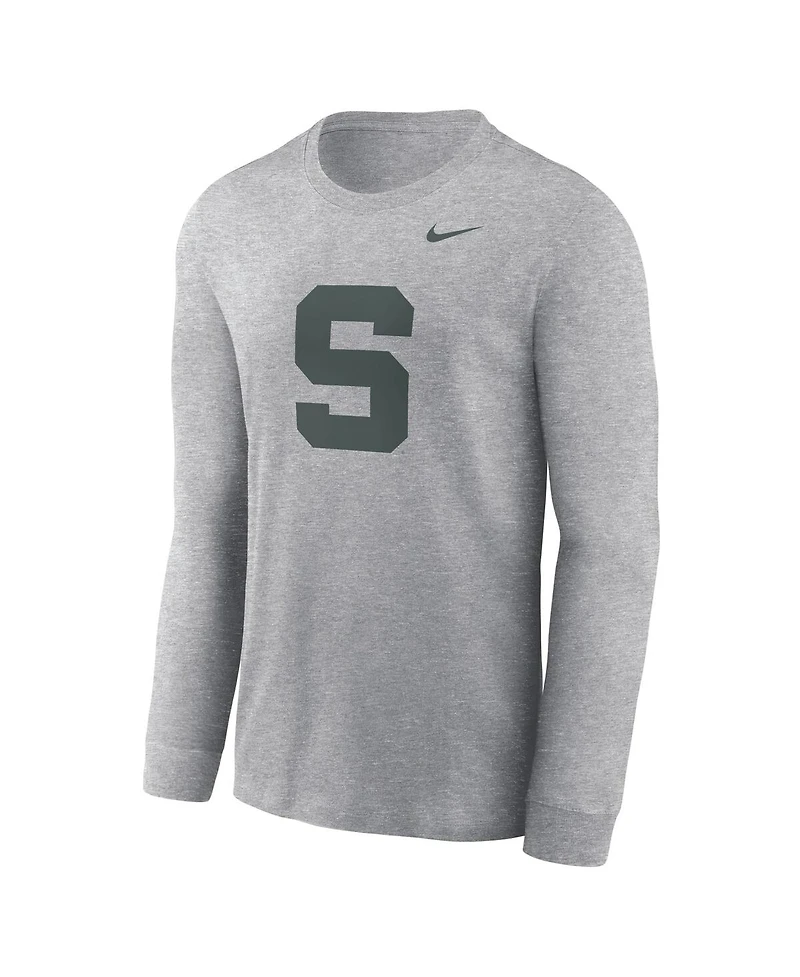 Nike Men's Heather Gray Michigan State Spartans Alternate Logo Long Sleeve T-Shirt