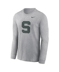 Nike Men's Heather Gray Michigan State Spartans Alternate Logo Long Sleeve T-Shirt
