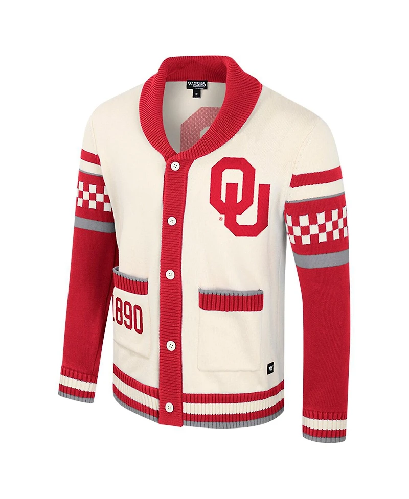 Colosseum Men's and Women's Cream Oklahoma Sooners Wild Collective Button-Up Jacquard Sweater