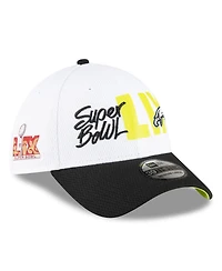 New Era Men's White/Black Philadelphia Eagles Super Bowl Lix 39THIRTY Flex Hat