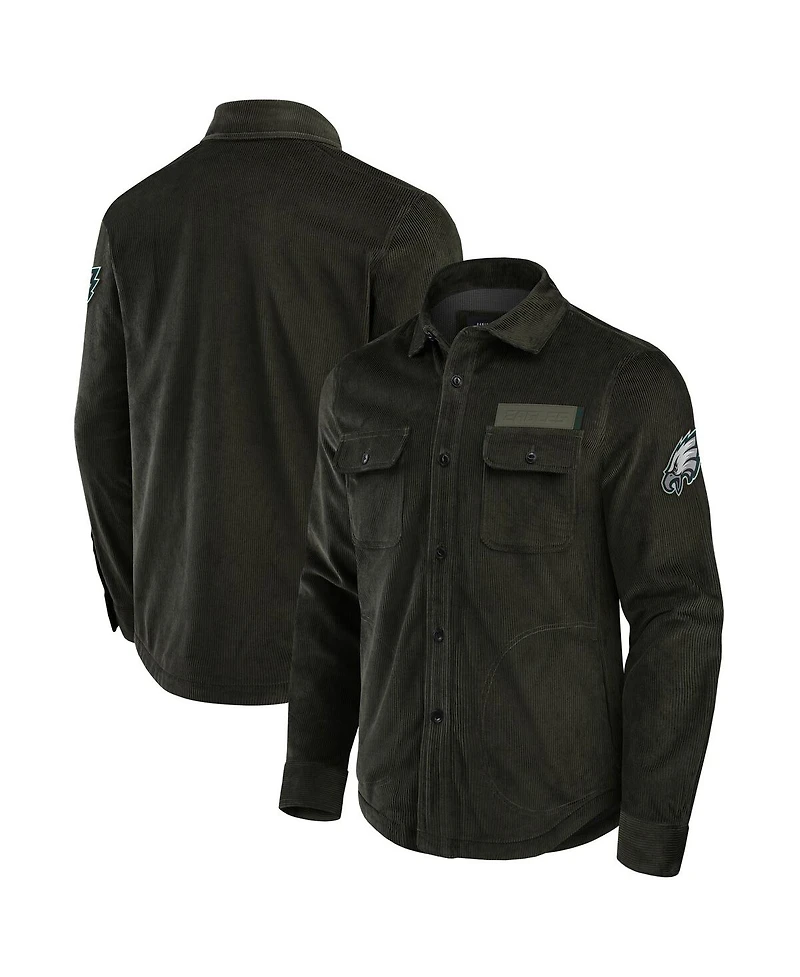 Darius Rucker Collection by Fanatics Men's Dark Green Philadelphia Eagles Corduroy Full-Button Shacket