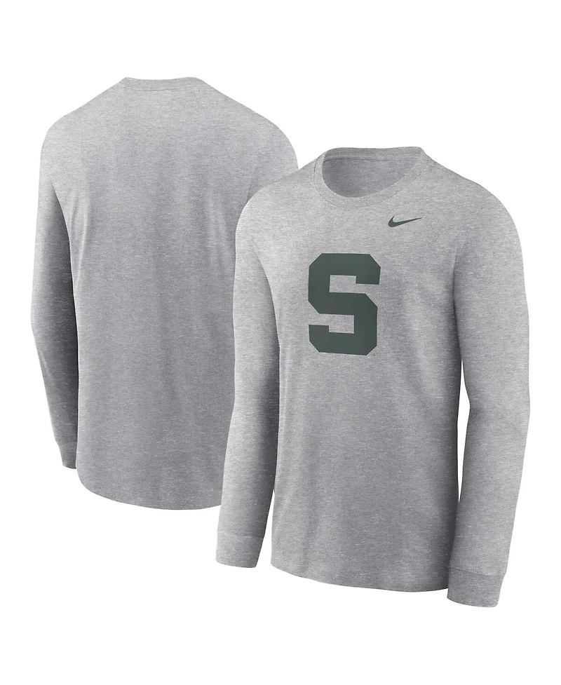 Nike Men's Heather Gray Michigan State Spartans Alternate Logo Long Sleeve T-Shirt