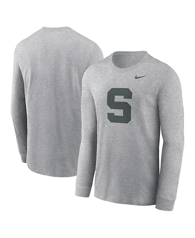 Nike Men's Heather Gray Michigan State Spartans Alternate Logo Long Sleeve T-Shirt