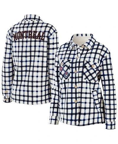 Wear by Erin Andrews Women's Black/White Montreal Canadiens Plaid Button-Up Shirt Jacket