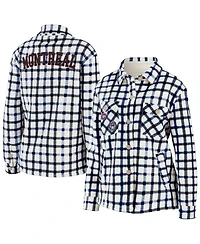 Wear by Erin Andrews Women's Black/White Montreal Canadiens Plaid Button-Up Shirt Jacket