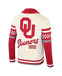 Colosseum Men's and Women's Cream Oklahoma Sooners Wild Collective Button-Up Jacquard Sweater
