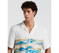 Original Penguin Men's Slim-fit Hibiscus Scene Print Short-Sleeve Button-Down Shirt