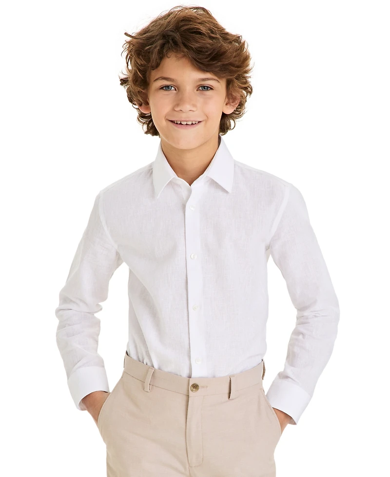 Michael Kors Big Boys Classic Fit Linen Dress Shirt