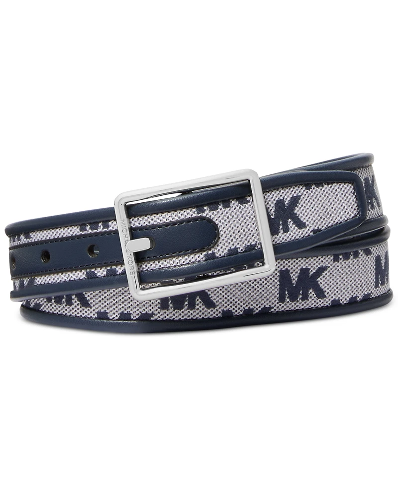 Michael Kors Men's Leather Reversible Mk Logo Swivel Belt