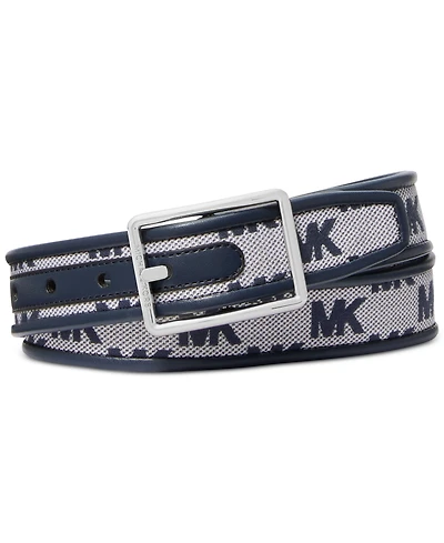 Michael Kors Men's Leather Reversible Mk Logo Swivel Belt