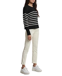 Three Dots Women's Abigail Striped Crewneck Sweater
