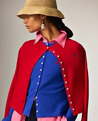 Polo Ralph Lauren Women's Stretch Mesh Cotton Crewneck Cardigan Top