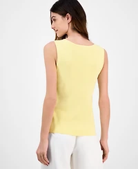 Tahari Asl Women's Fine-Rib Sleeveless V-Neck Sweater