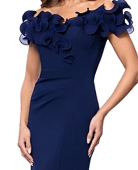Xscape Women's Ruffled-Off-The-Shoulder Crepe Gown