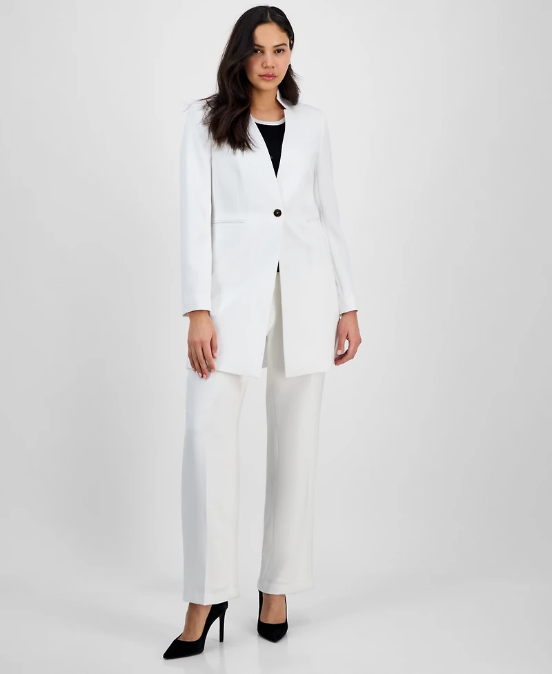 Tahari Asl Women's Twill Notched-Collar One-Button Topper