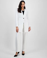 Tahari Asl Women's Twill Notched-Collar One-Button Topper