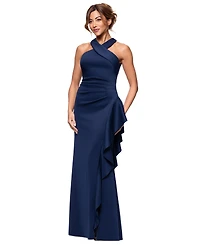 Xscape Petite Ruffled Halter Gown