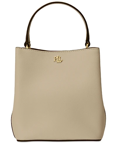Lauren Ralph Crosshatch Leather Small Reese Bucket Bag