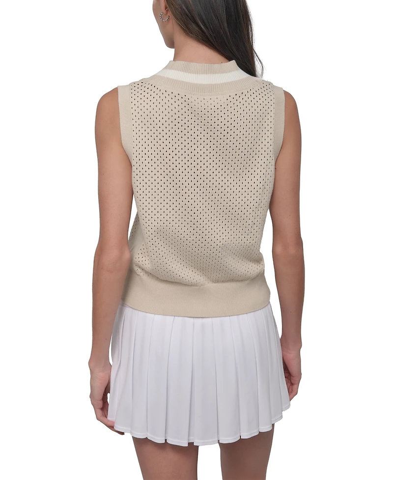 Dkny Sport Women's Open-Knit Sleeveless V-Neck Sweater