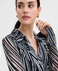 I.n.c. International Concepts Women's Printed Johnny-Collar Top, Exclusively at Macy's