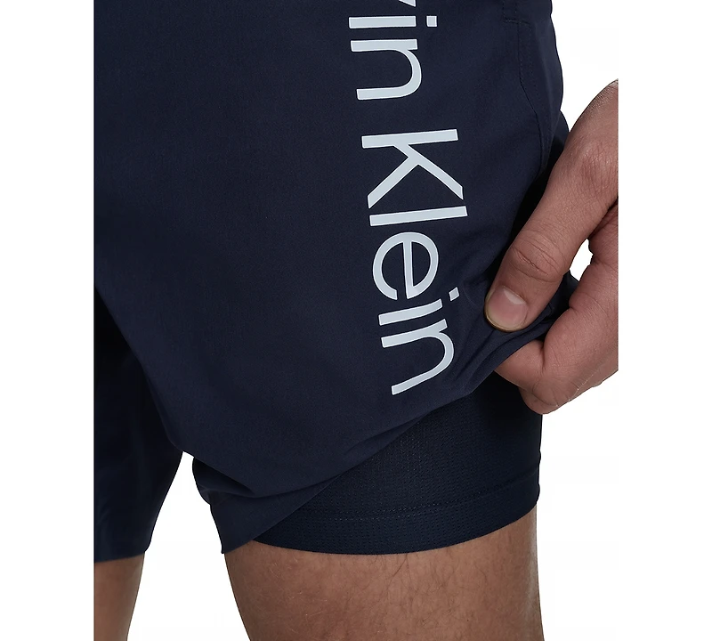 Calvin Klein Men's Regular-Fit Quick-Dry 5" Swim Trunks with Compression Short Liner