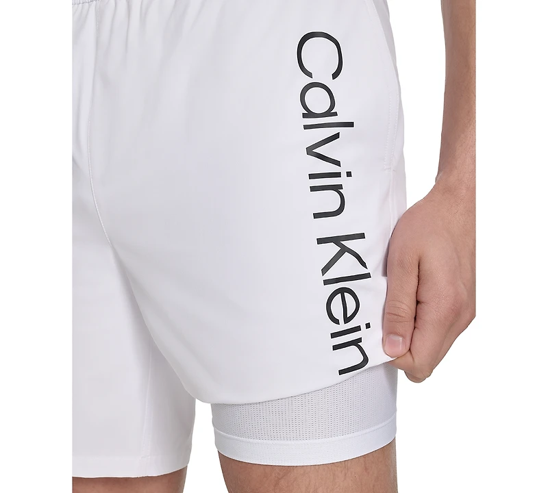 Calvin Klein Men's Regular-Fit Quick-Dry 5" Swim Trunks with Compression Short Liner