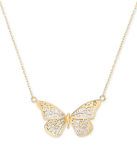 Two-Tone Butterfly Pendant Necklace in 10k Gold, 18"