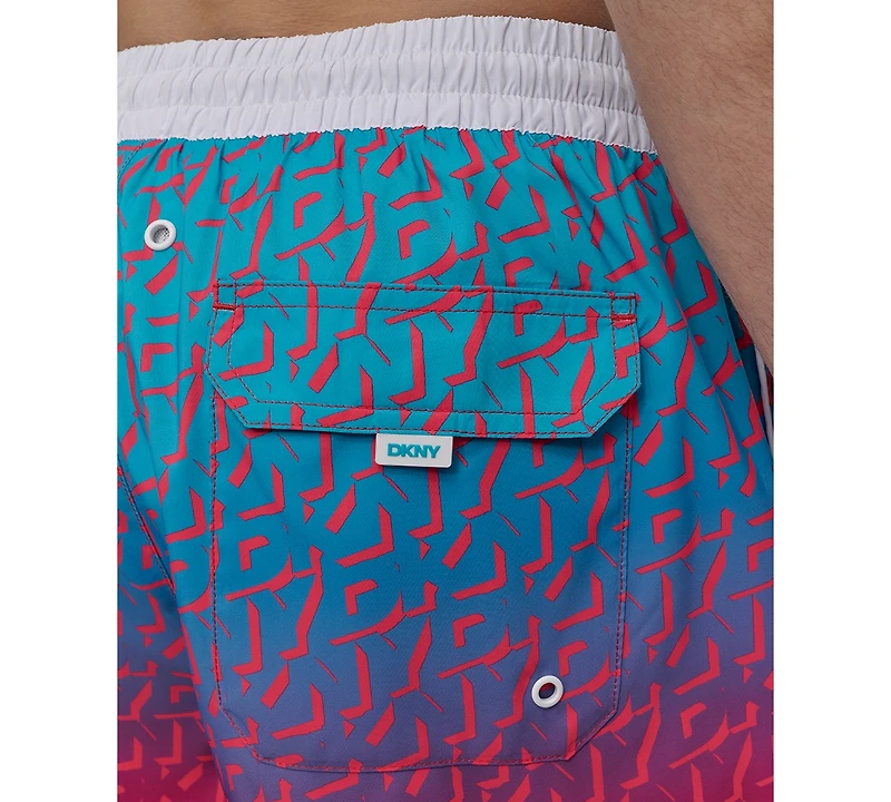Dkny Men's Modern Euro Floral Print Performance 5" Volley Shorts