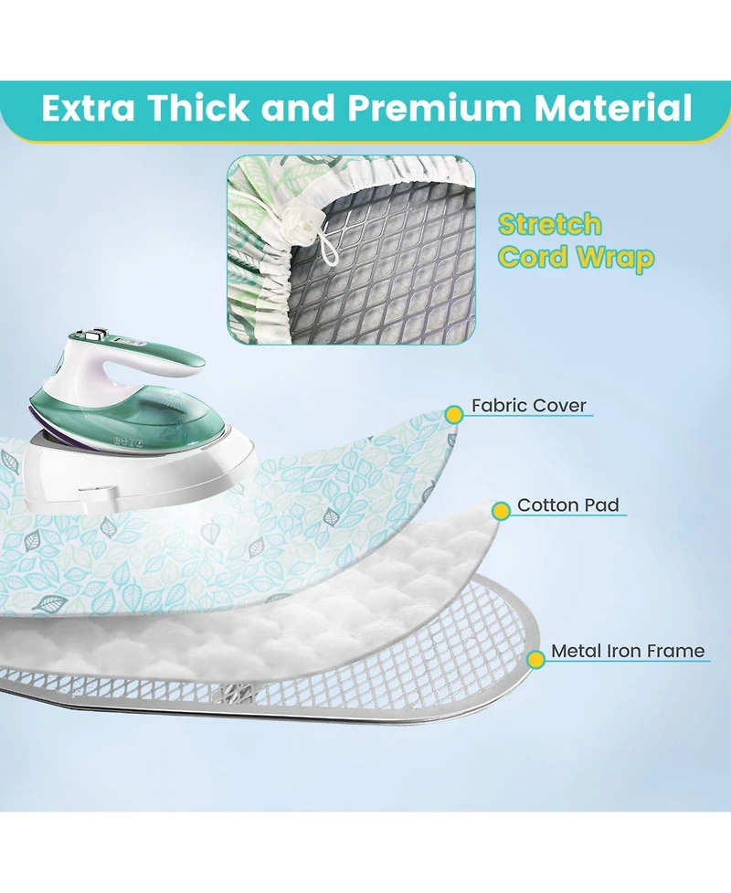 Foldable Ironing Board with Iron Rest and Adjustable Height