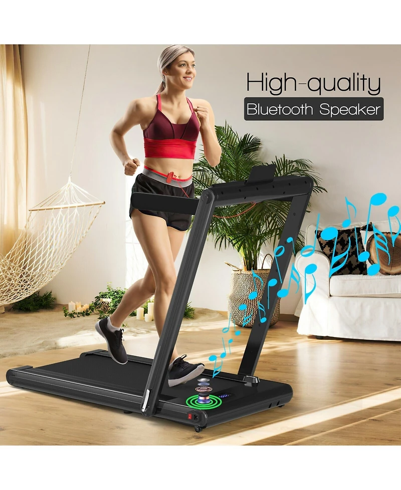 2-in-1 Folding Treadmill with Dual Led Display for Home and Office Use