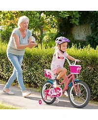 Kids Bike with Training Wheels and Front Basket for Ages 3–9