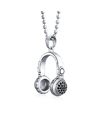 Bling Jewelry Hip Hop Dj Headphones Pendant Necklace Stainless Steel