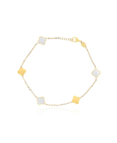 The Lovery Mini Mother of Pearl Clover Bracelet 14K Gold