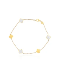 The Lovery Mini Mother of Pearl and Gold Clover Bracelet 14K Gold