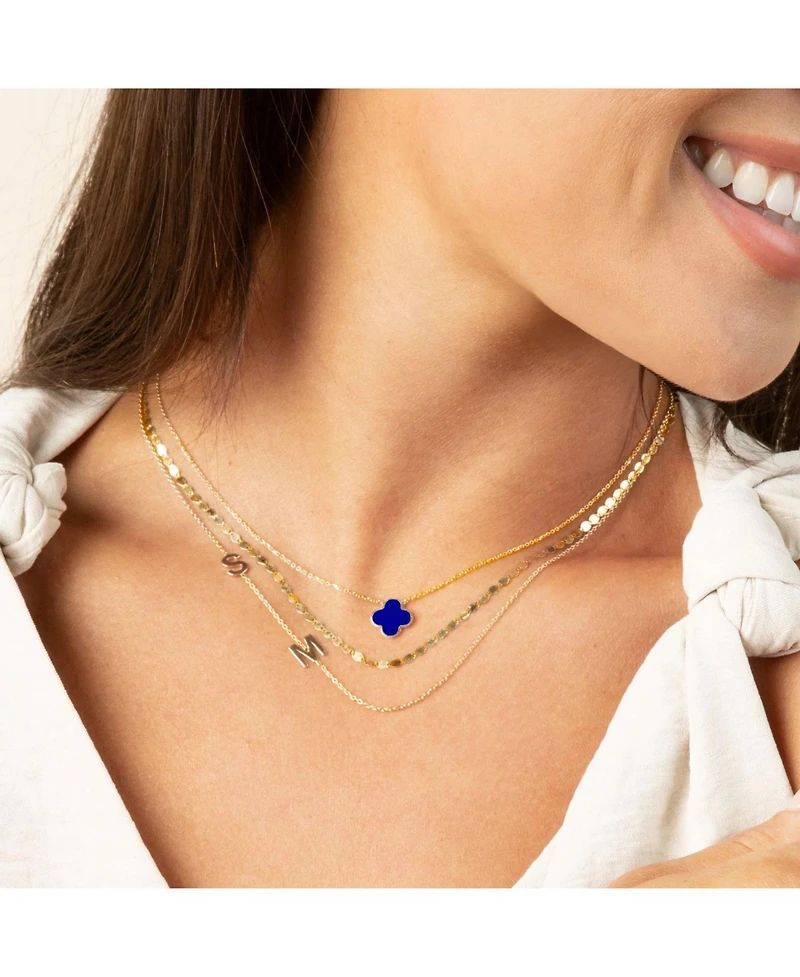 The Lovery Small Lapis Single Clover Necklace 14K Gold