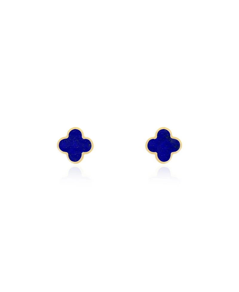The Lovery Mini Lapis Clover Stud Earrings 14K Gold