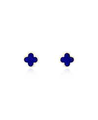 The Lovery Mini Lapis Clover Stud Earrings 14K Gold