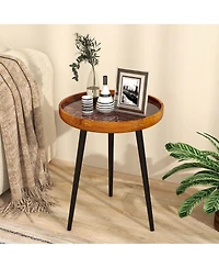 16" Round End Table Mid-century Modern Coffee with Sea Shell Decoration