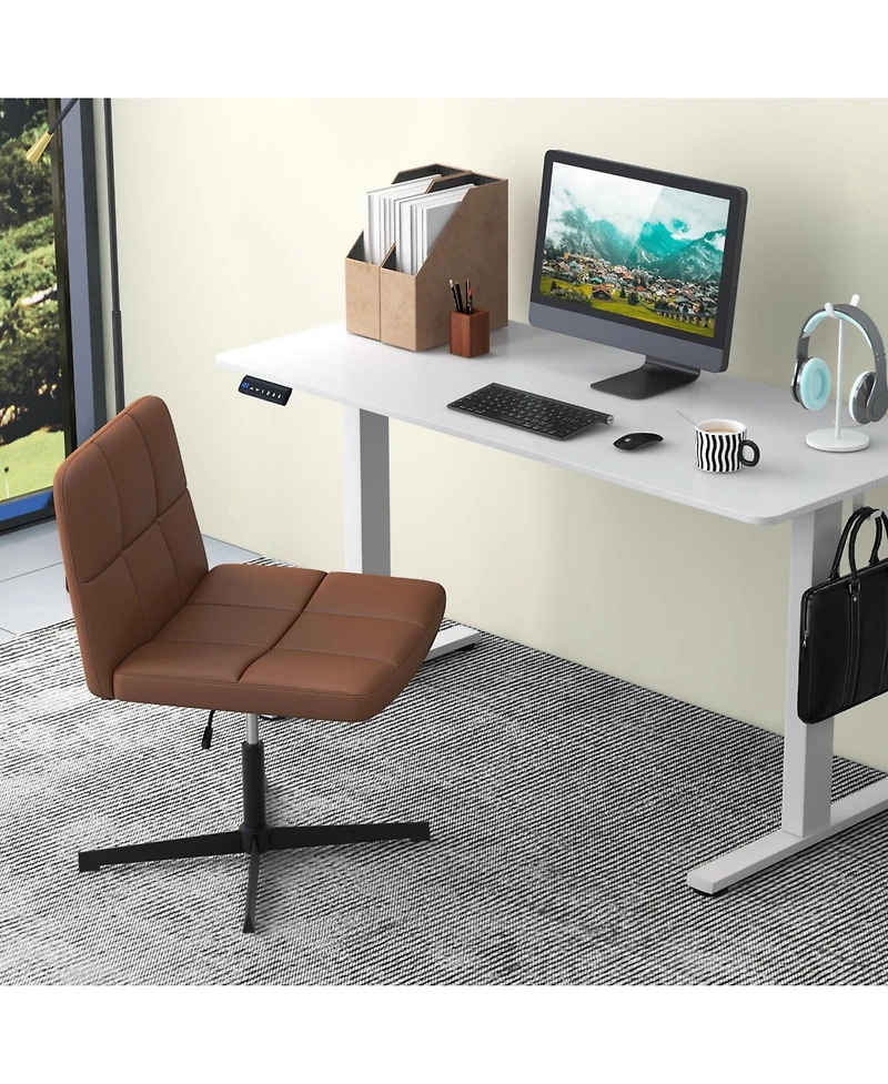 Upholstered Cross-Legged Office Chair with Oversized U-Shaped Seat Comfortable and Stylish Desk